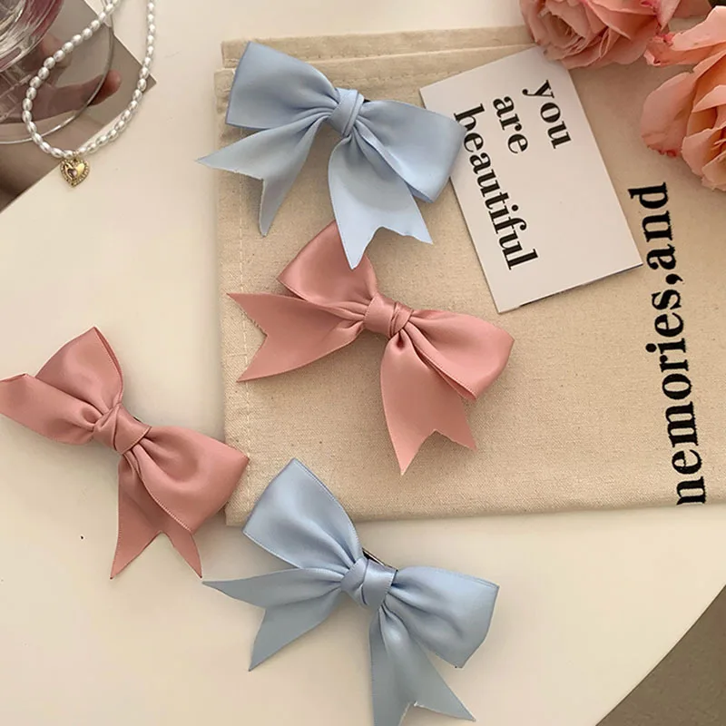 

2PCS French Retro Bow Hairpins Sweet Cream Color Hair Clips Literary Temperament Girl Side Clip Double Ponytail Hair Accessories