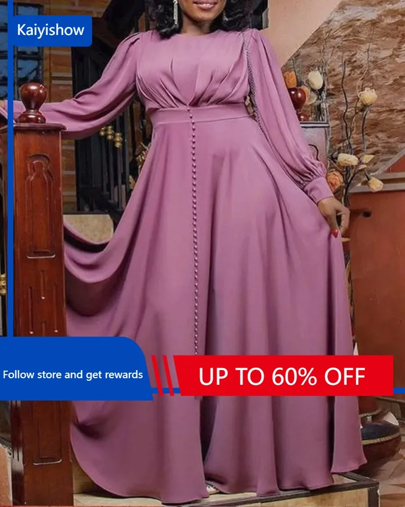 

Африканские платья для свадебной вечеринки для женщин, элегантное вечернее длинное платье с длинным рукавом и круглым вырезом, одежда в африканском стиле Дашики, осень 2023