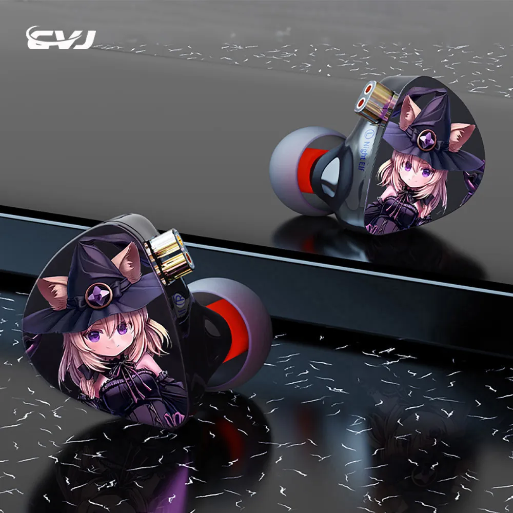 CVJ 나이트 엘프 6mm + 10mm 듀얼 다이내믹 + 8mm 다이내믹 DLC 3 유닛 인 이어 모니터 3.5mm 실버 도금 케이블 HiFi 이어폰