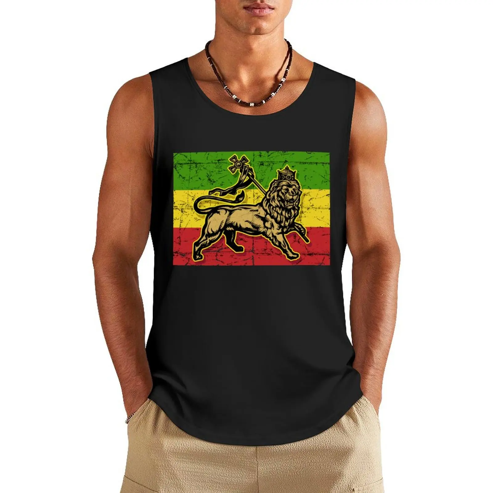 

Vintage Lion of Judah Flag Tank Top t-shirts for Men's gym T-shirt Men's gym
