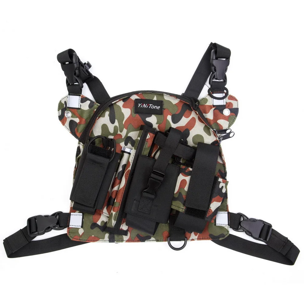 YiNiTone BG-02 Jungle camouflage Universal Radio Chest Harness Bag Pocket Pack Holster  for Two Way Radio