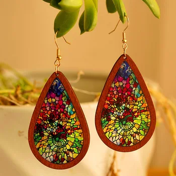 Stained Glass Mosaic Teardrop Earrings