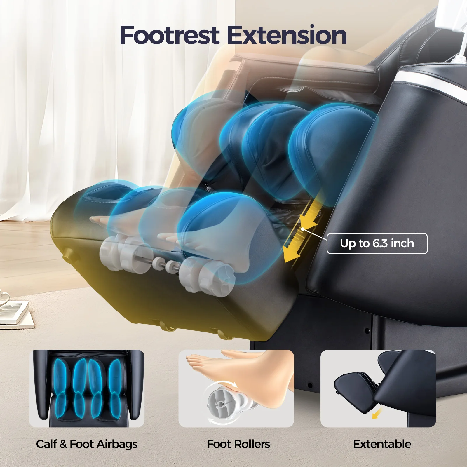 Quick delivery locally in the US, 2-year warranty, 4D Foot Roller Shiatsu Office Chair Zero Gravity full body Massage Chair 5