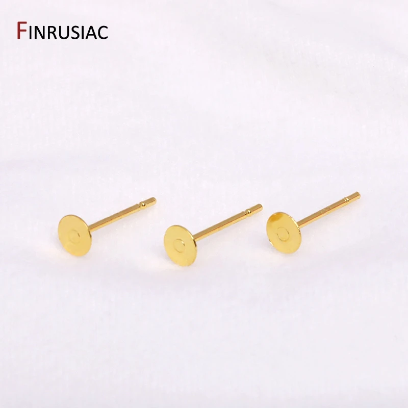 Jewelry Findings 18k Gold Plated Copper Post Earring Base Earring Studs Blank DIY Earrings Accessories Jewellery Making Supplies