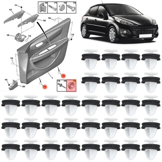 Acheter Pour Peugeot 206 207 208 307 308 407 807 1007 5008 Partenaire  Expert Citroën C2 C8 C3 C4 Picasso Garniture intérieure Panneau de porte  Clips de fixation de carte 6991Y8