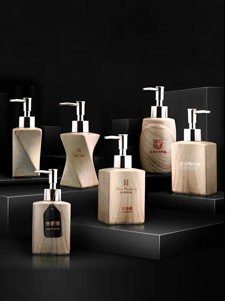Creative Wood Grain Ceramic Soap Dispenser Lotion Bottle