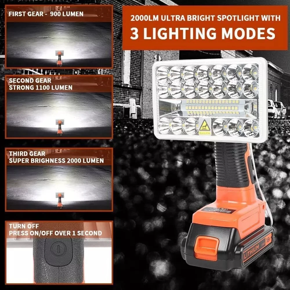 30W Projecteur LED Rechargeable,Projecteur LED Chantier Portable Solaire Batterie Rechargeable4 Modes 5400mah Lampe De Travail Pour Camping Chantier Garage Atelier 86401796