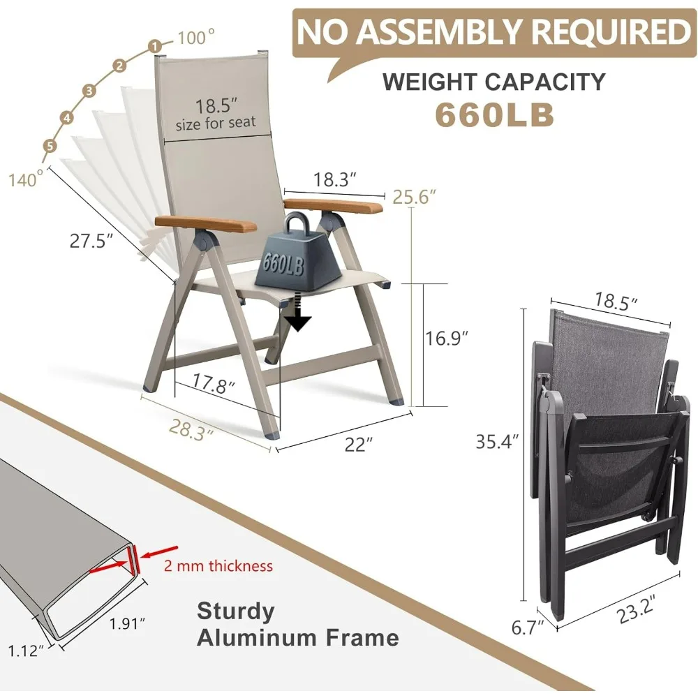 Folding Chairs for Versatile Use: Comfortable, Portable, and Suitable for Indoor, Outdoor, Balcony, Patio, Garden, and Pool Sett