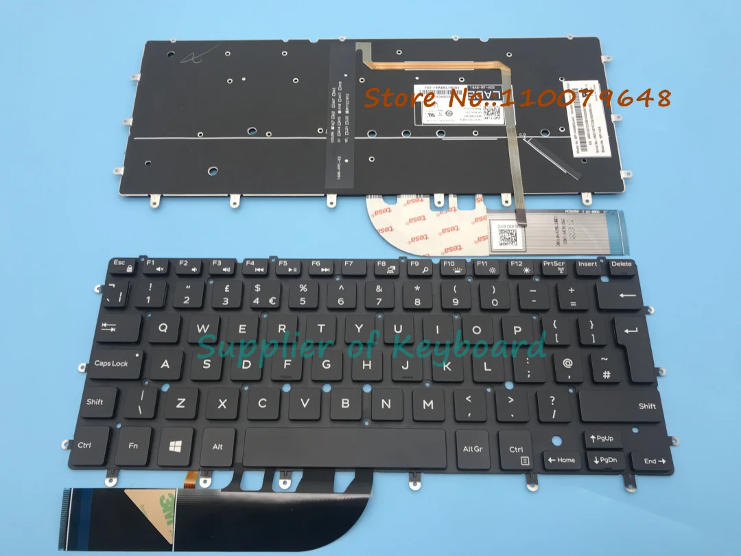 Teclado Portátil com Retroiluminação para Dell Reino Unido e Português Dell Xps 13 7000 7347 7348 7352 7353 13 9343 13 9350 9360 Novo