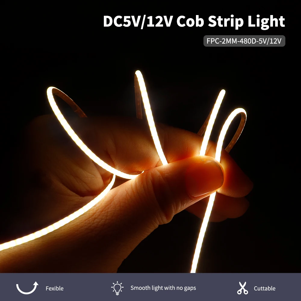 Ultra-Thin COB LED Strip Light - High CRI Flexible Linear Tape, Multiple White Tones