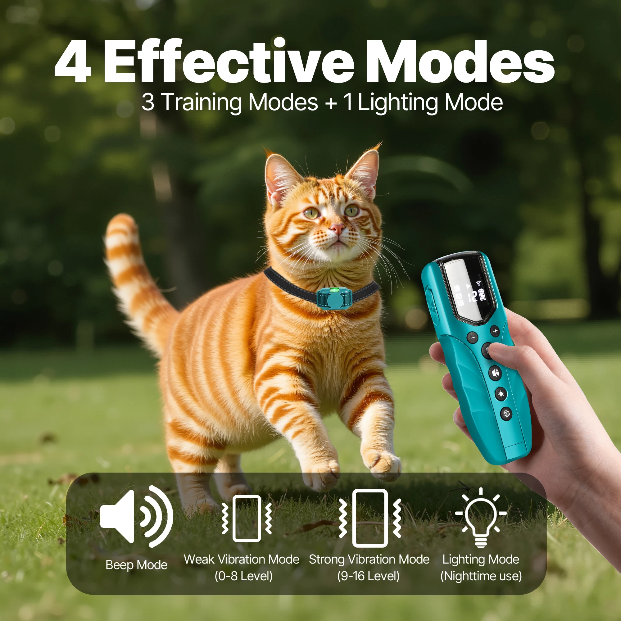 Cat Training Collar with Remote Electric Cats Vibration Collar 2000ft IPX7 Waterproof 3 Training Modes Beep Vibration Mode