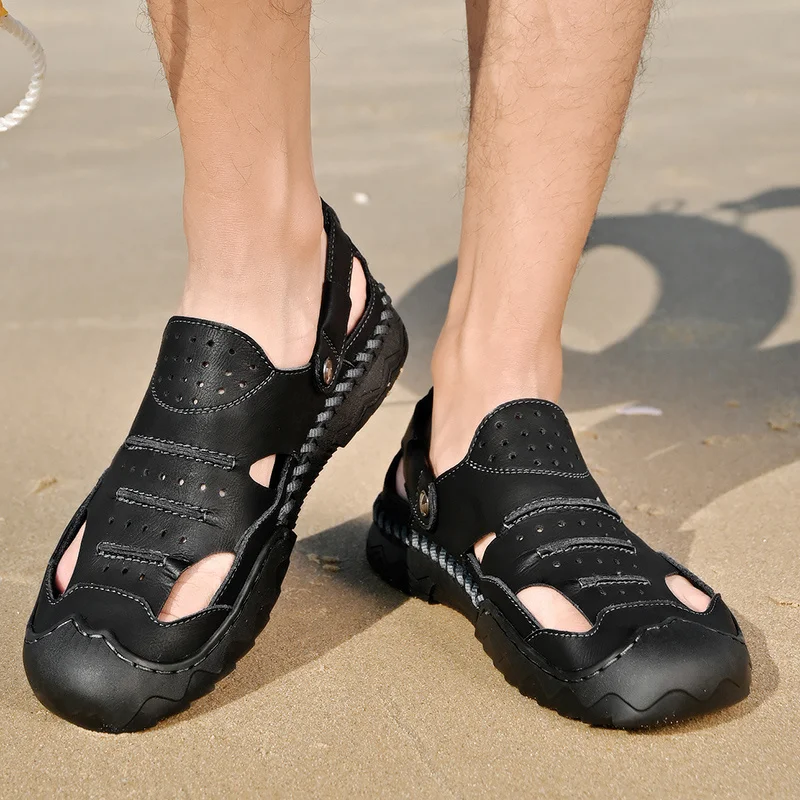 Mens Outdoor Sports Summer Shoes Low Heel Sliders Sandals Summer Men's Beach Shoes_voghion.com