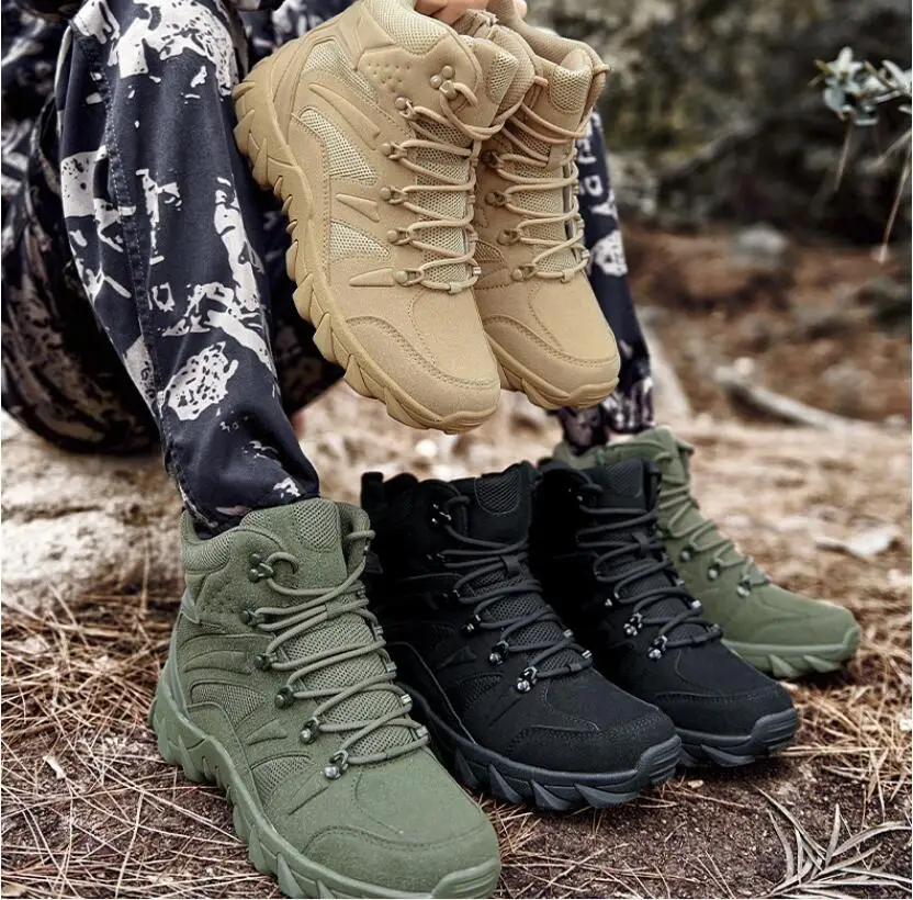 

Upgraded Tactics Combat Training Boots Male Outdoors Camping Anti-wear Rapid Response Hiking Shoes Fishing Hunting Sneakers new