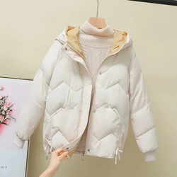 Thick Down Cotton-Padded Jacket Jackets Women Overcoat Winter 2024 New Korean Loose Hooded Warm Parker Coat Short Outwear