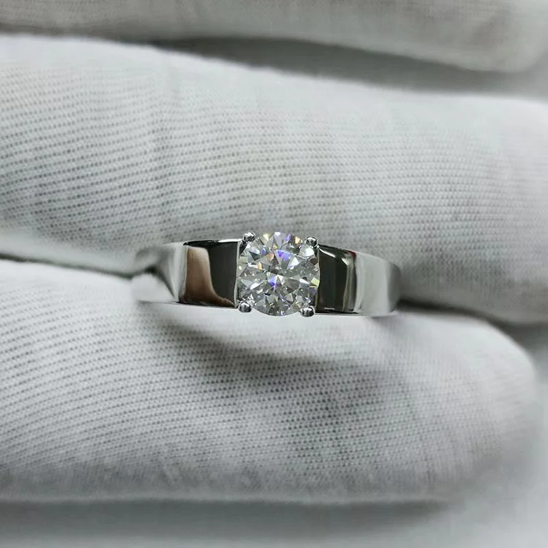 Classico Quattro Artigli Faccia Liscia Un Carato Aperto Regolabile Anello Di Diamanti Coppia Anello Di Fidanzamento Fede Nuziale