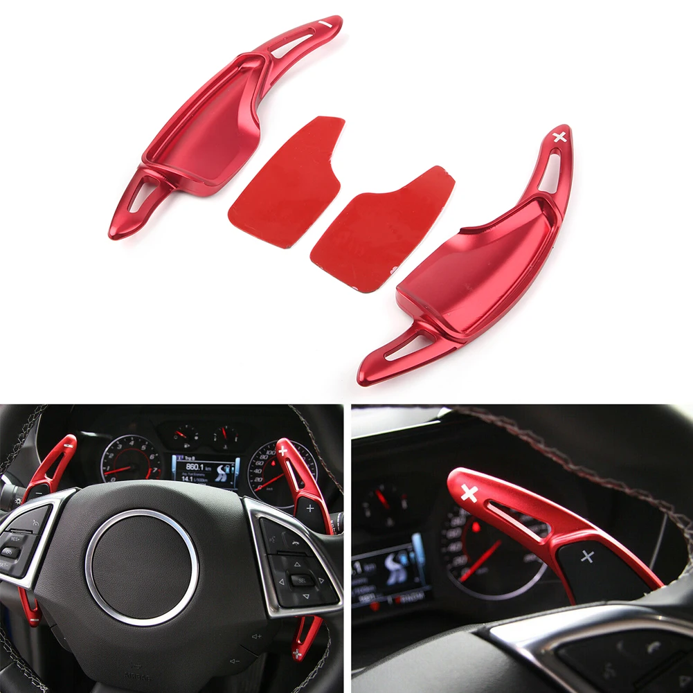 

Red Car Steering Wheel Shift Paddle Shifter Extension Direct Shift Gear For Chevrolet Camaro 2016 2017 2018 CNC Aluminum