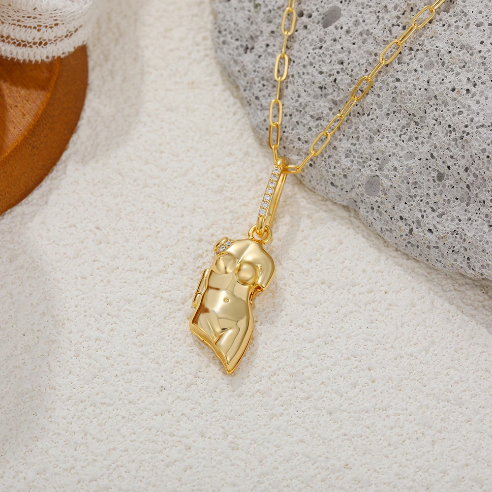 Punk Sleek 18K Gold Plated Body Chain Neckalce Openable Sexy Body Paper Clip Chain for Women Stainless Steel Unique Jewelry Gift