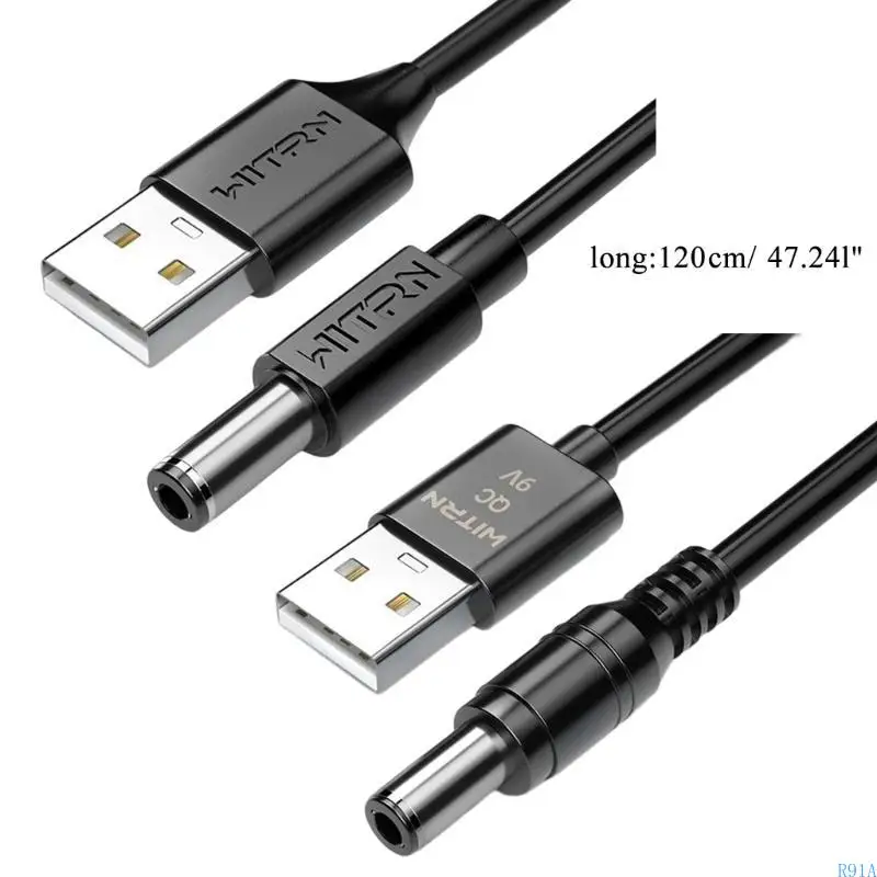 R91A QC3.0 USB-A DC5.5x2.5mm 컨버터 12V 9V USB 부스트 라인 트리거 충전 케이블, 스피커, LED 조명