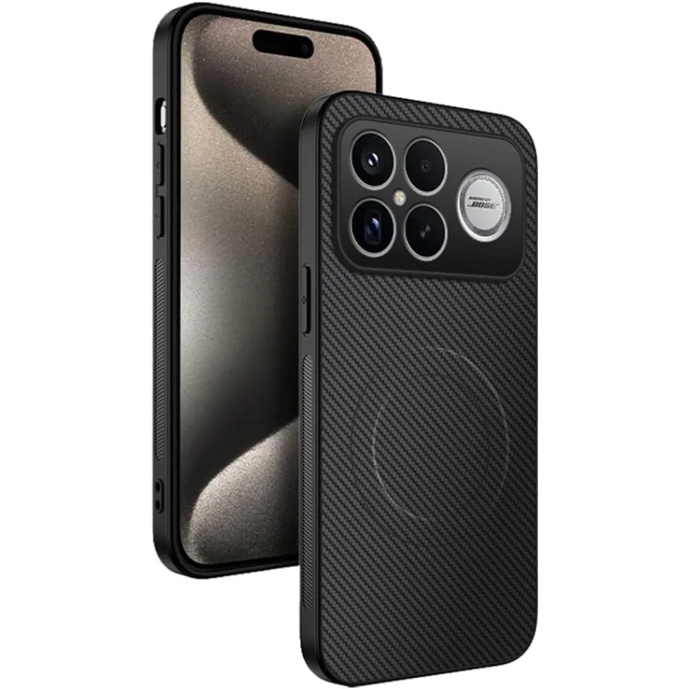 Premium Business Carbon Fiber Texture Leather Case with Magnetic Charging Protection Cover