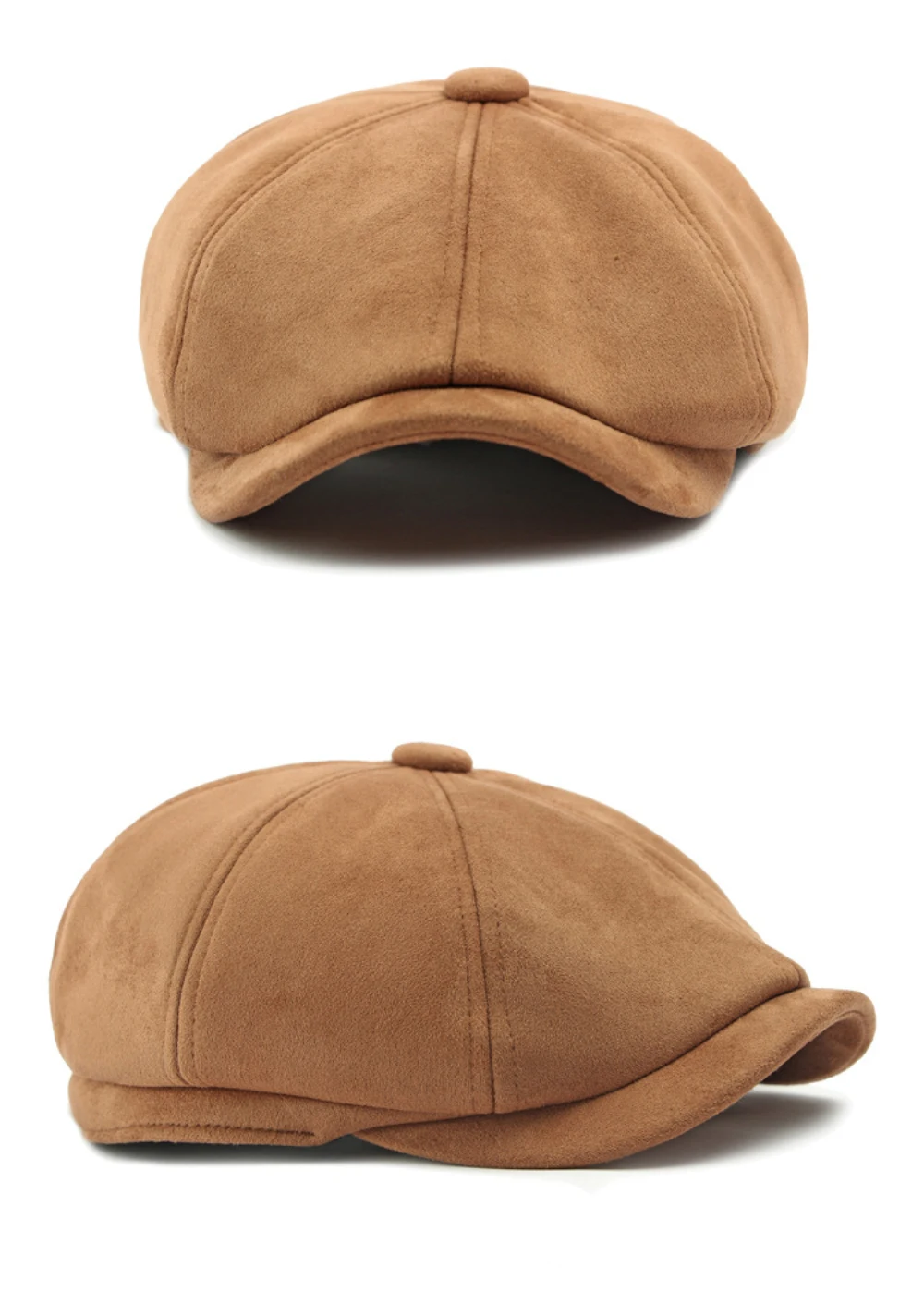 HT4580 Berets Männer Frauen Heißer Verkauf Wildleder Baskenmütze Kappe Solide Achteckige Flache Kappe Männlich Weiblich Herbst Winter Hut Künstler Maler Baskenmütze Hut – Detail 9