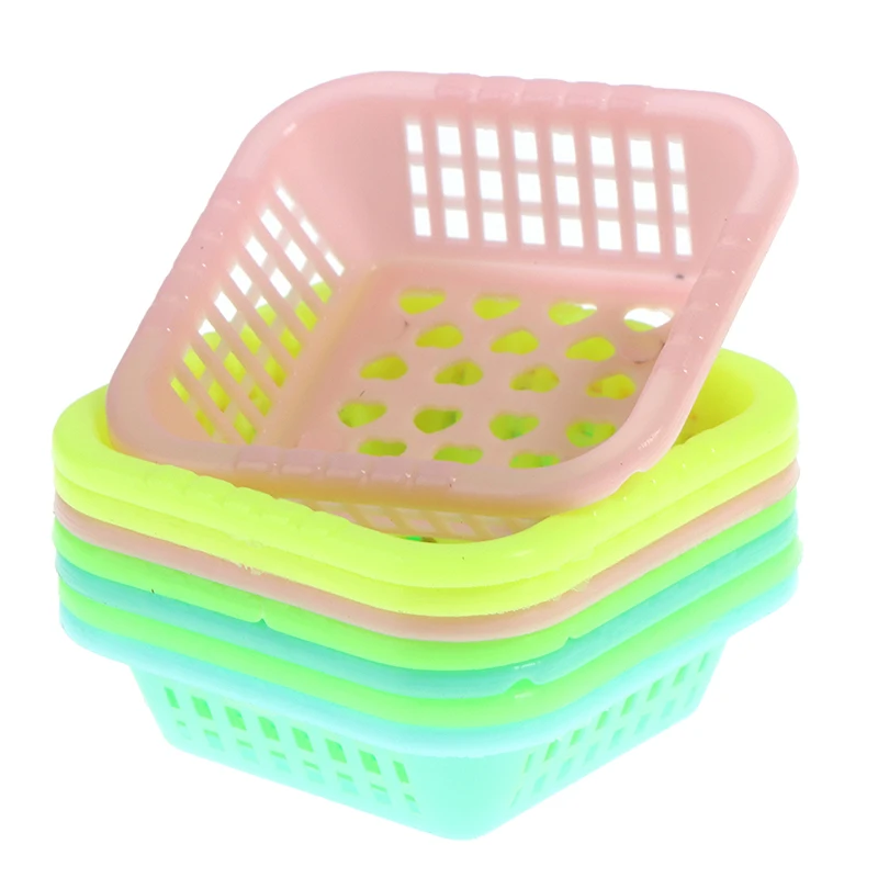 5Pcs 1:12 Dollhouse Miniature Storage Basket Doll Fruit Vegetable Food Storage Basket Doll House Miniature Decor 5
