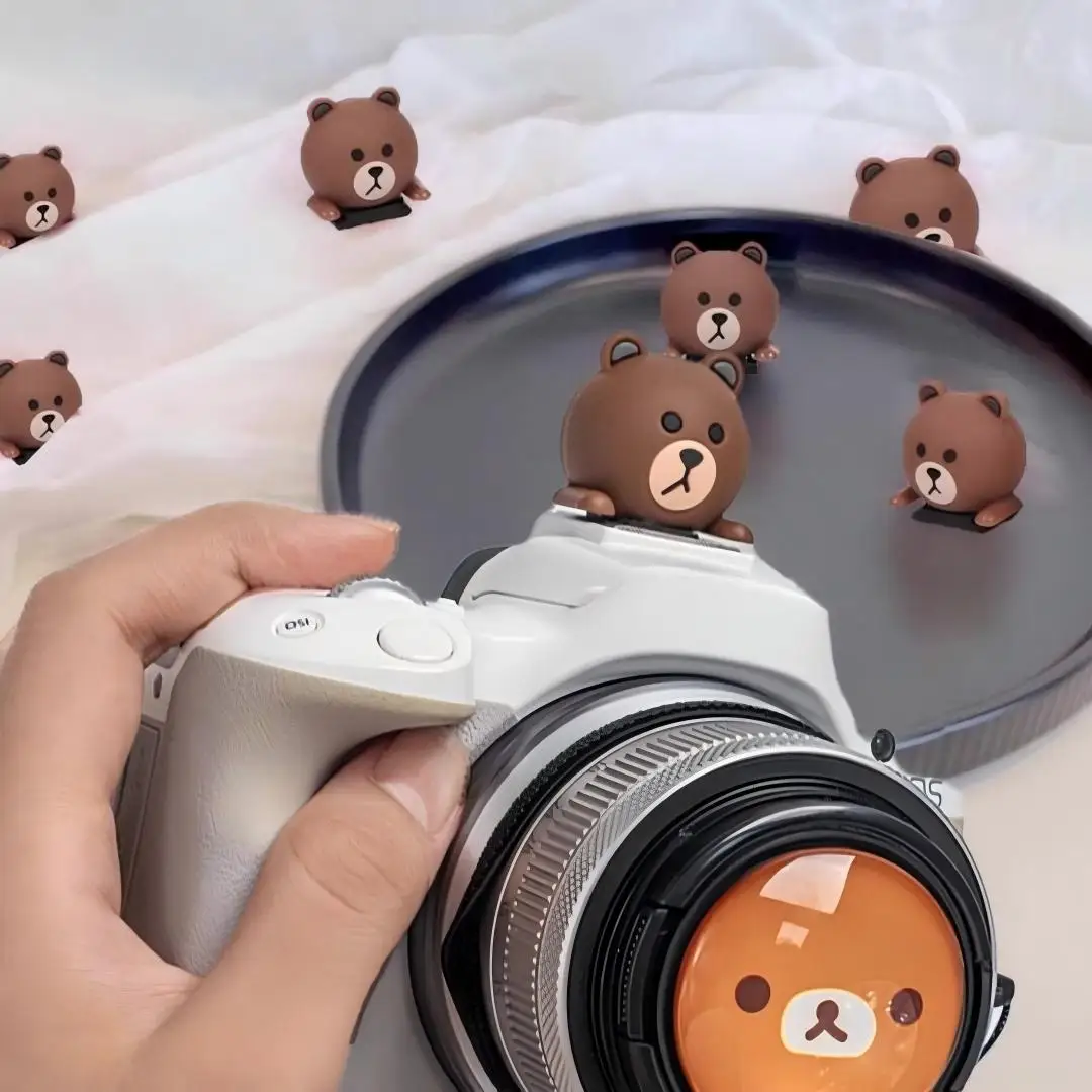 라이카 Q2 후지 X100V X-T5 ZV-1 캐논 EOS R5 니콘 Z5 카메라 액세서리용 귀여운 작은 곰돌이 핫슈 커버
