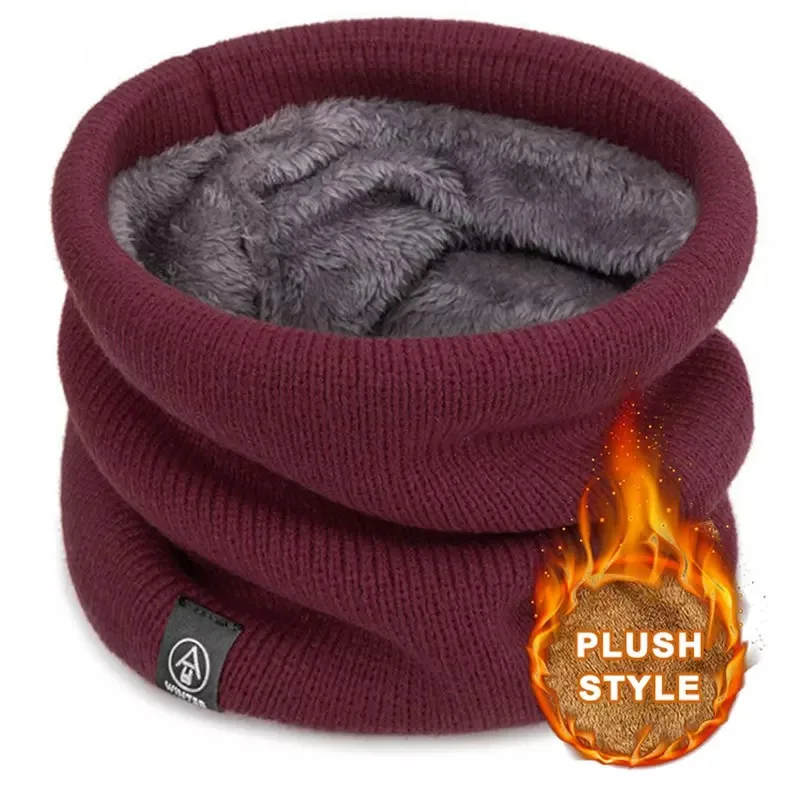Winter Knitted Neck Cover Thickened Plush Warm Skiing Running Hiking Scarves Windproof Cold-proof Men Women Neck Warmers