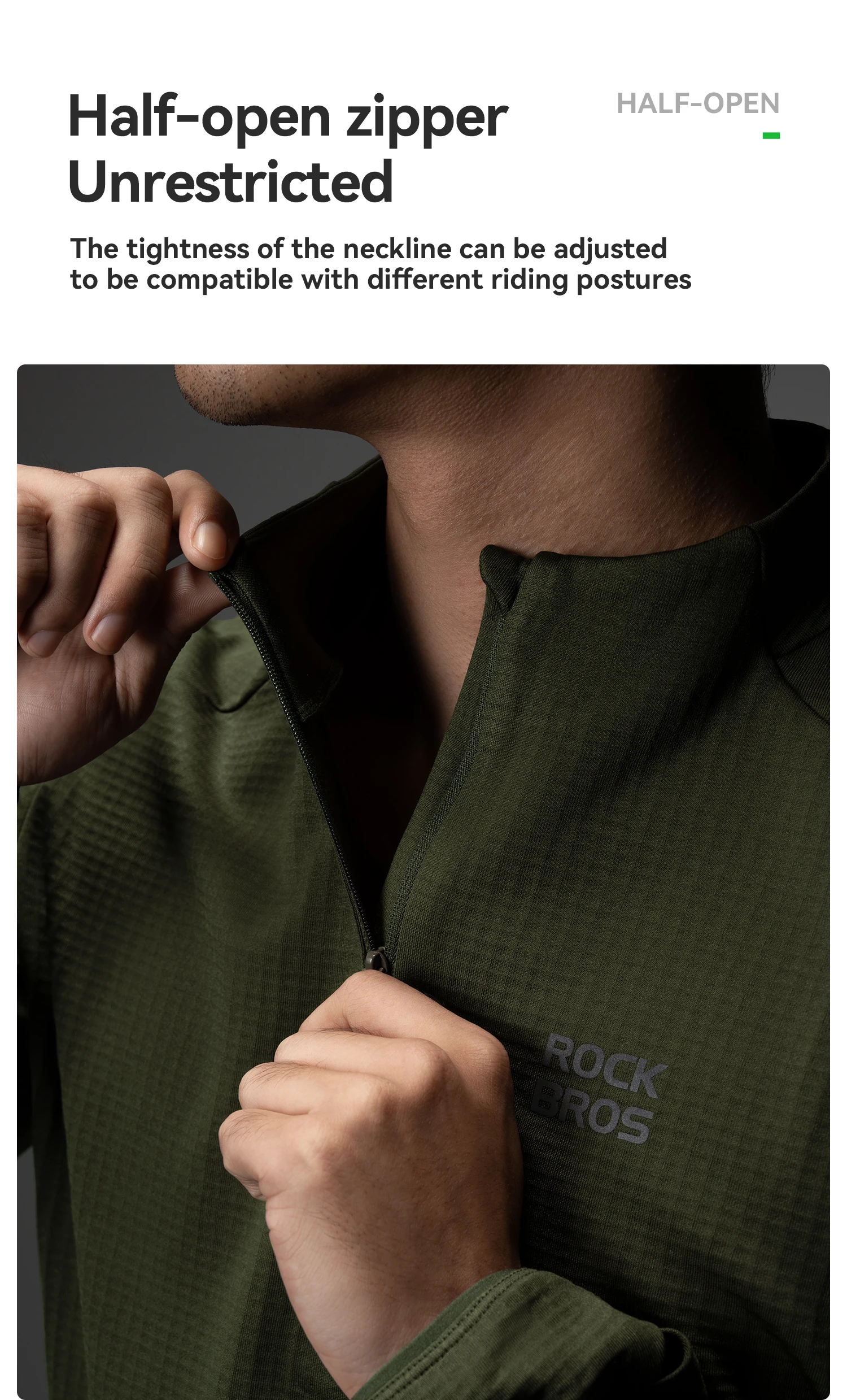 ROCKBROS Radtrikot, wärmer, langärmelig, Fleece, mit Hintertasche, Fahrradbekleidung, rutschfestes Sweatshirt, Fahrradanzug – Detail 5