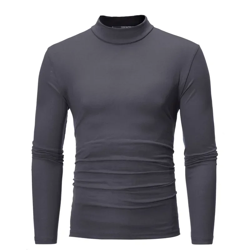 

A2395 Jodimitty Winter Warm Half High Collar Fashion Thermal Underwear Men Mock Neck Basic T-shirt Blouse Pullover Long Sleeve