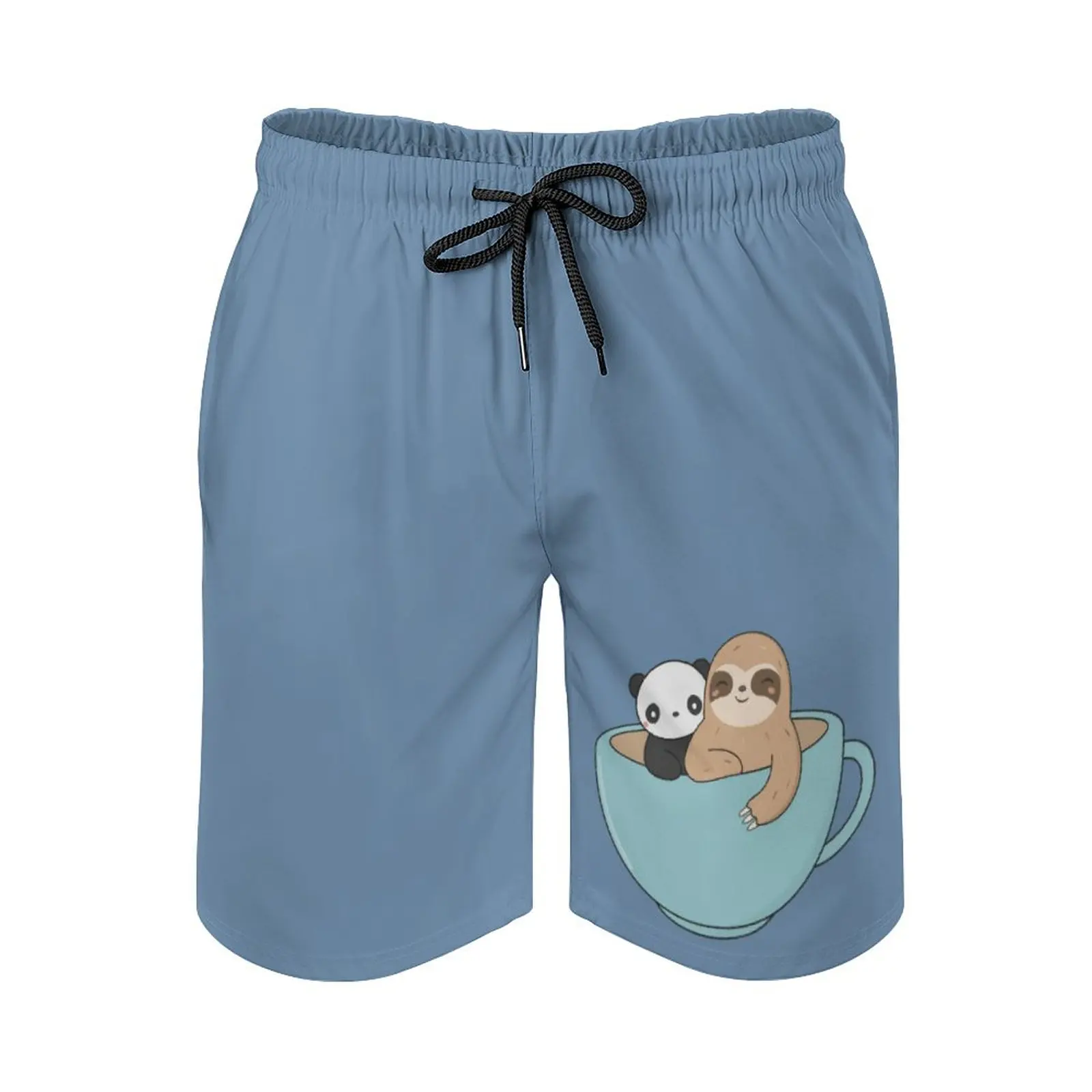 

Kawaii Cute Sloth And Panda Men's Sport Running Beach Shorts Trunk Pants With Mesh Lining Trunks Shorts Sloth Kawaii Sloth