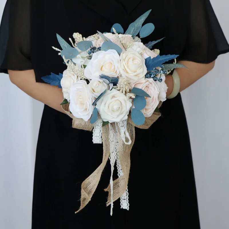 Bride Bouquet Boutonniere Wrist Corsage Waterfall Wedding Flower Bridesmaid Bouquet Wedding Ceremony Anniversary wedding bouquets wedding flower decoration