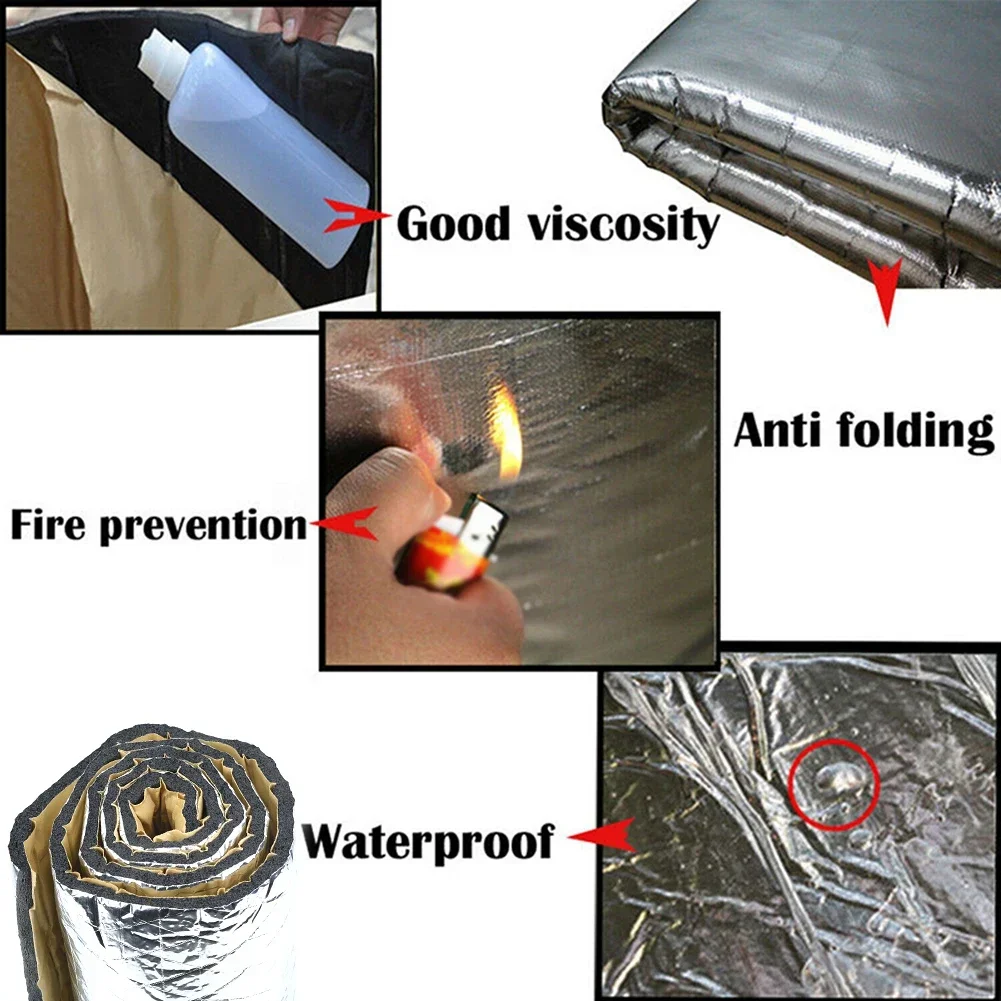 Car Soundproofing Deadening Mat Heat Sound Insulation Cotton Firewall 100x40cm Aluminum Foil And Rubber Foam Sound Heat Deadener