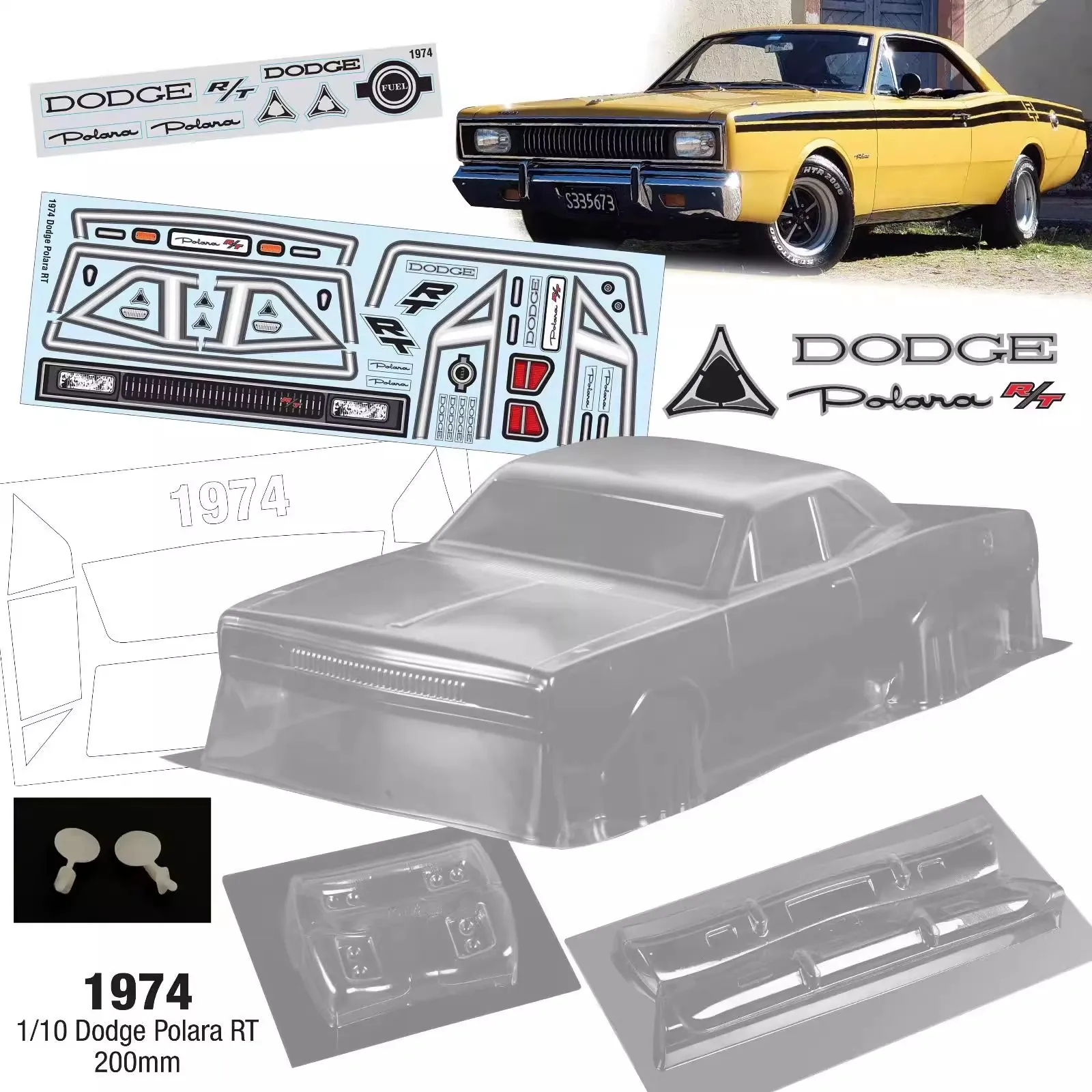 1/10 1970年式ダッジ・チャージャー クリアボディ（ライト