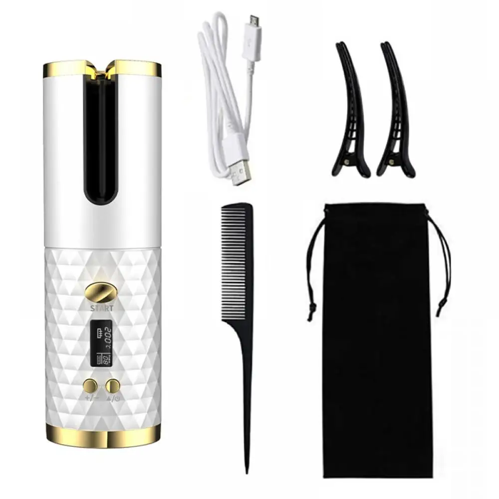 Automatic Wireless Hair Curler Cordless Rotating USB Rechargeable Curling Iron Display Temperature Adjustable Timing Hair Curler hair curler hair iron