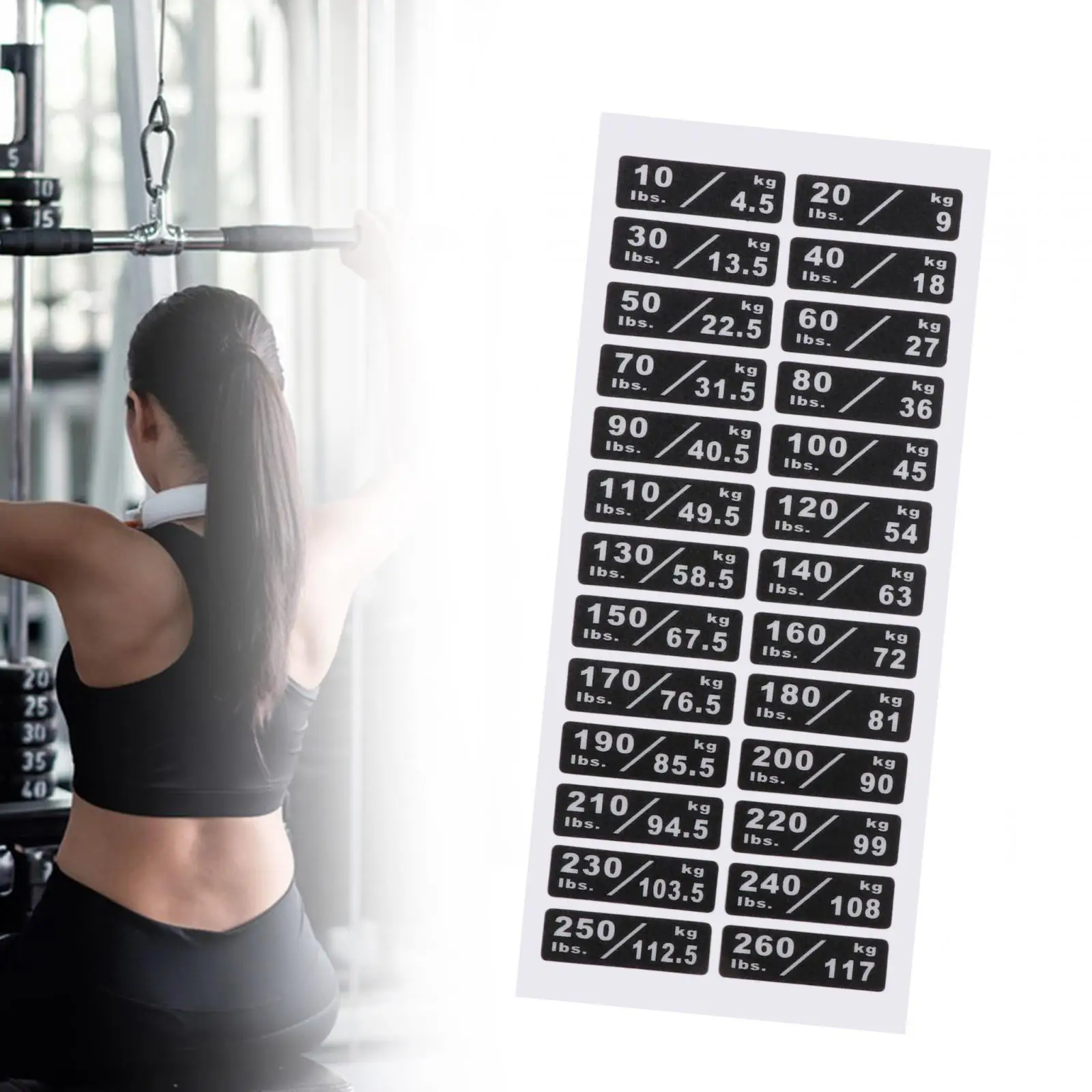 Weight Stickers Weight Stack Labels 10-260lbs/4.5-117kg Decals for Weight