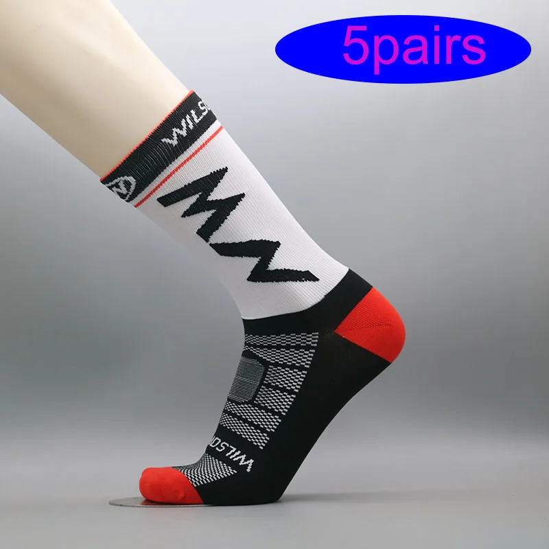 1/5Pairs Cycling Sports Socks Breathable Sweat-absorbent Basketball Socks Anti-Slip Quick-drying Outdoor Sports Running Socks