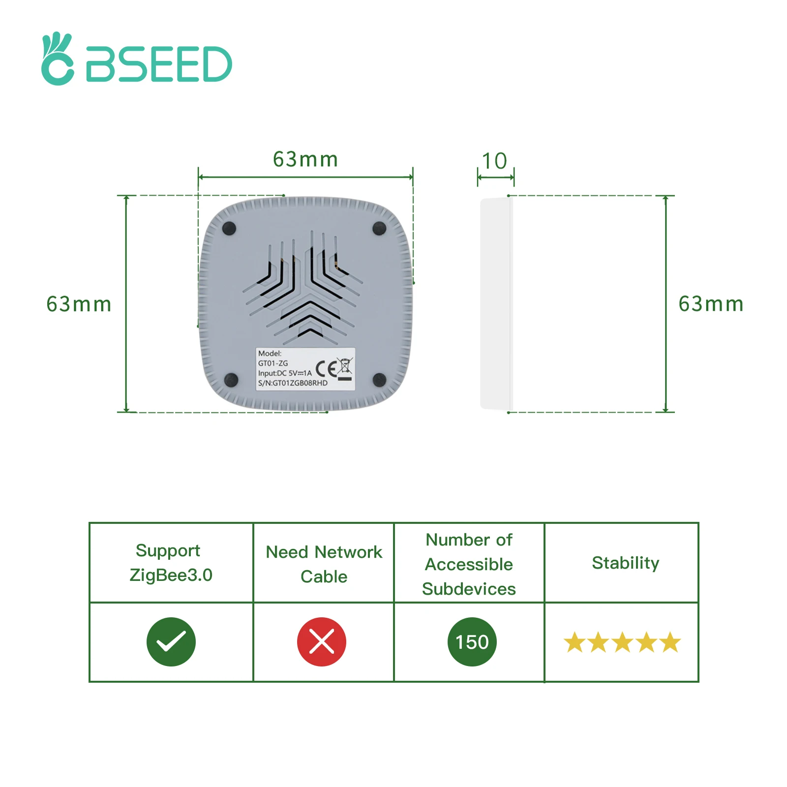 Фото Умный концентратор BSEED Tuya Zigbee, хаб с удаленным управлением для моста и умного дома, работает с приложением Google Home №4