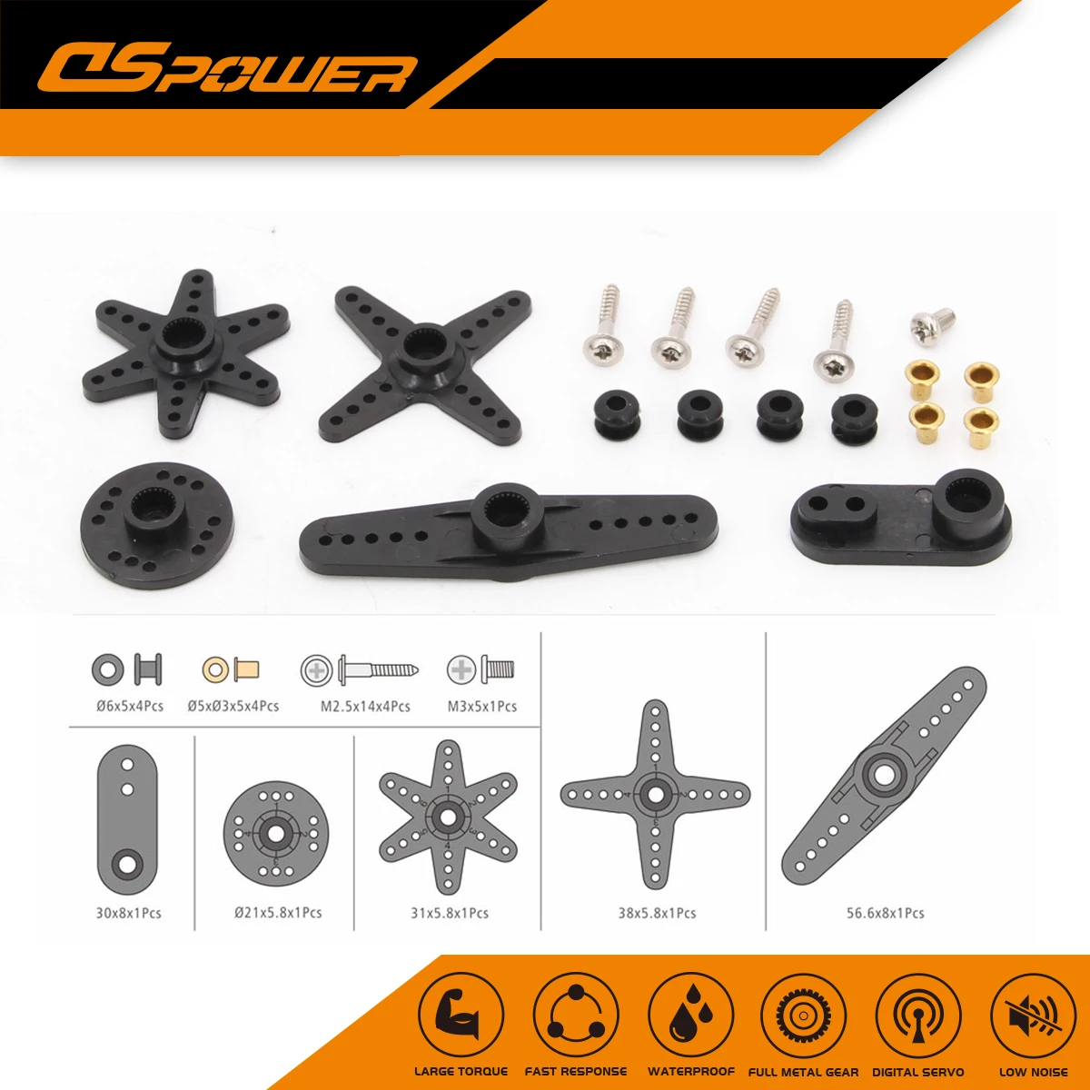 25T Servo Arm Double Head Round Type Steering gear arm set accessories