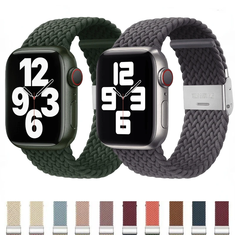 

Ремешок нейлоновый для Apple Watch Ultra 2 49 мм 9 8 7 45 мм 41 мм, браслет с металлической пряжкой для iwatch 6 5 4 3 2 SE 44 мм 40 мм 42 мм