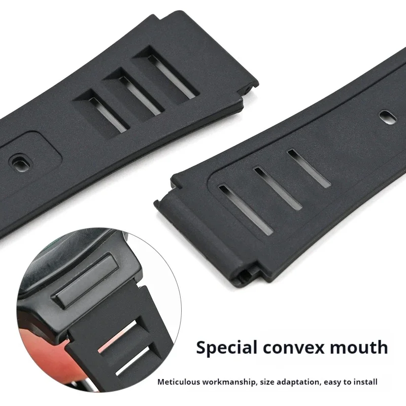 Black Resin Rubber Waterproof Watch Band - Student Replacement Strap, Unisex Bracelet Accessories, 19mm