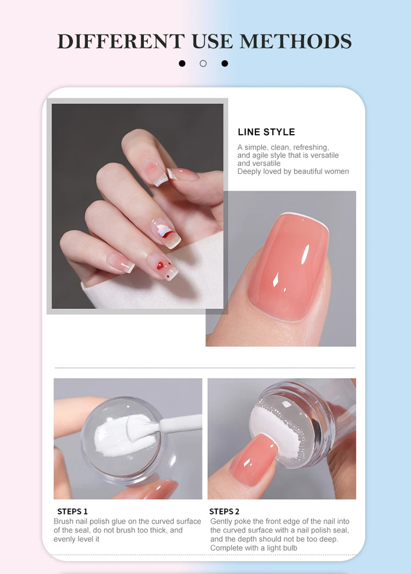 Französisch Nail Art Stamper Kit Gelee Silikon Kopf Stempel für Französisch Nägel Druck Nail Art Stempel platte DIY Nagel Maniküre Dekor – Detail 3