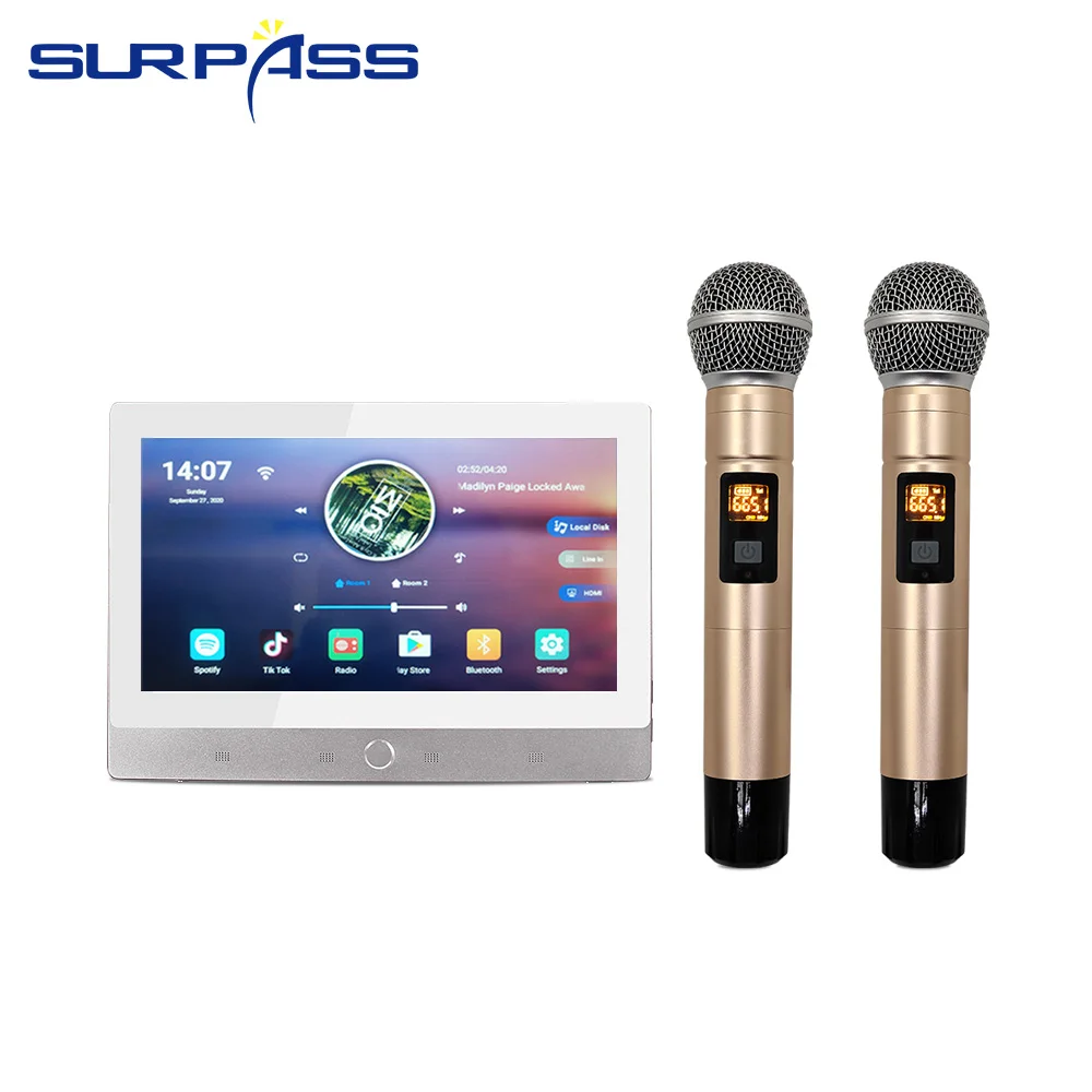 7inch Android 8.1 System WiFi Amplifiers Bluetooth Wall Mounted Touch Screen Voice Control Karaoke Amplifier with Wireless Mic for 3 7inch ls037v7dw01 lcd screen display touch screen digitizer fully tested