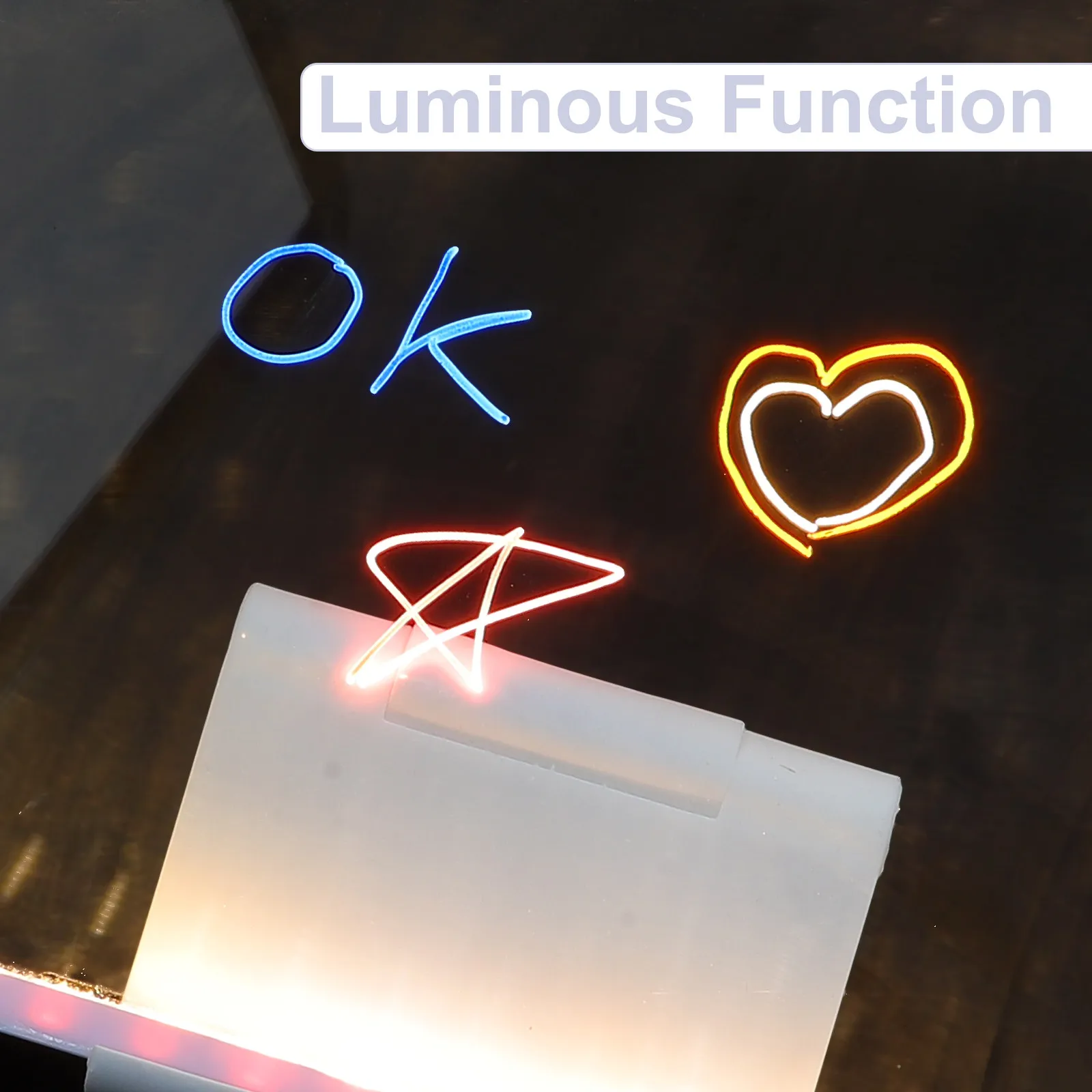 1세트 LED 드라이 이레이즈 아크릴 보드 조명형 재사용 가능 필기 패드 (사무실, 가정, 생일, 그림, 낙서, 메시지용)