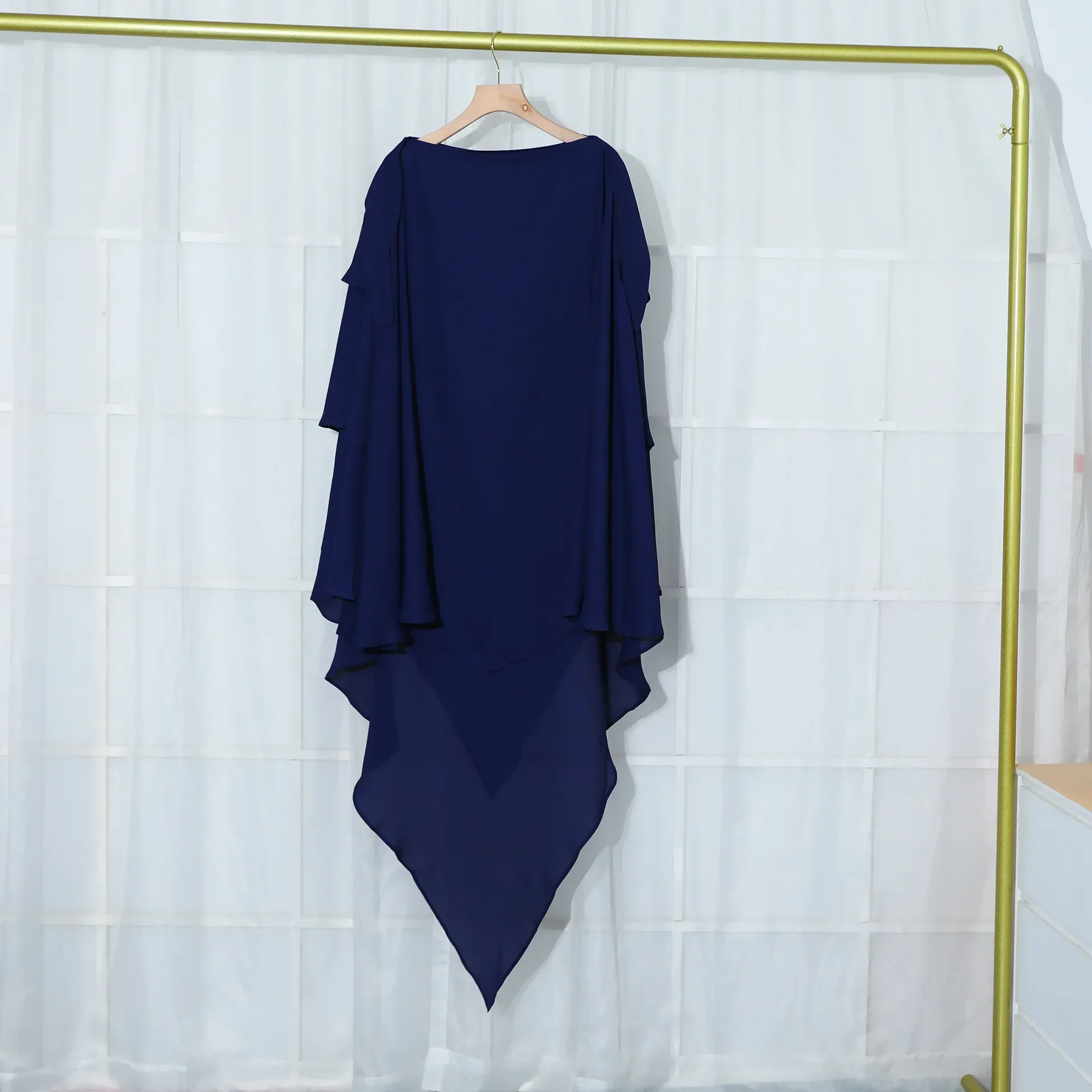 Hijab Tre Strati Lungo Khimar Donne Musulmane Copricapo Foulard Niqab Dubai Abbigliamento Islamico Turco Ramadan Eid Copricapo