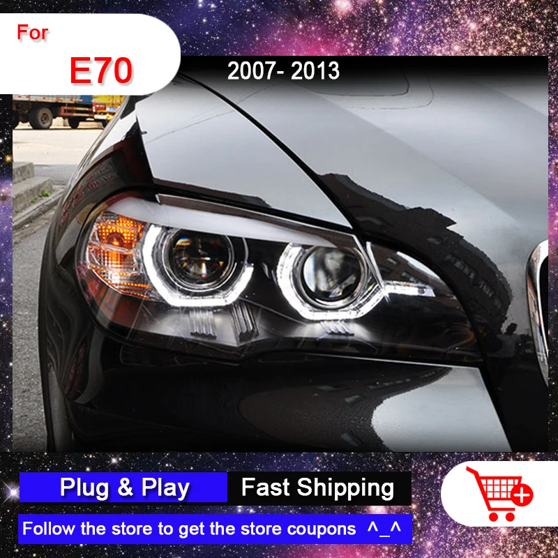 

Car LED Headlights For BMW X5 E70 2007-2013 E70 Headlight LED DRL Turn Signal Lamp LED Lens Angel Eye Front Light Auto Assembly