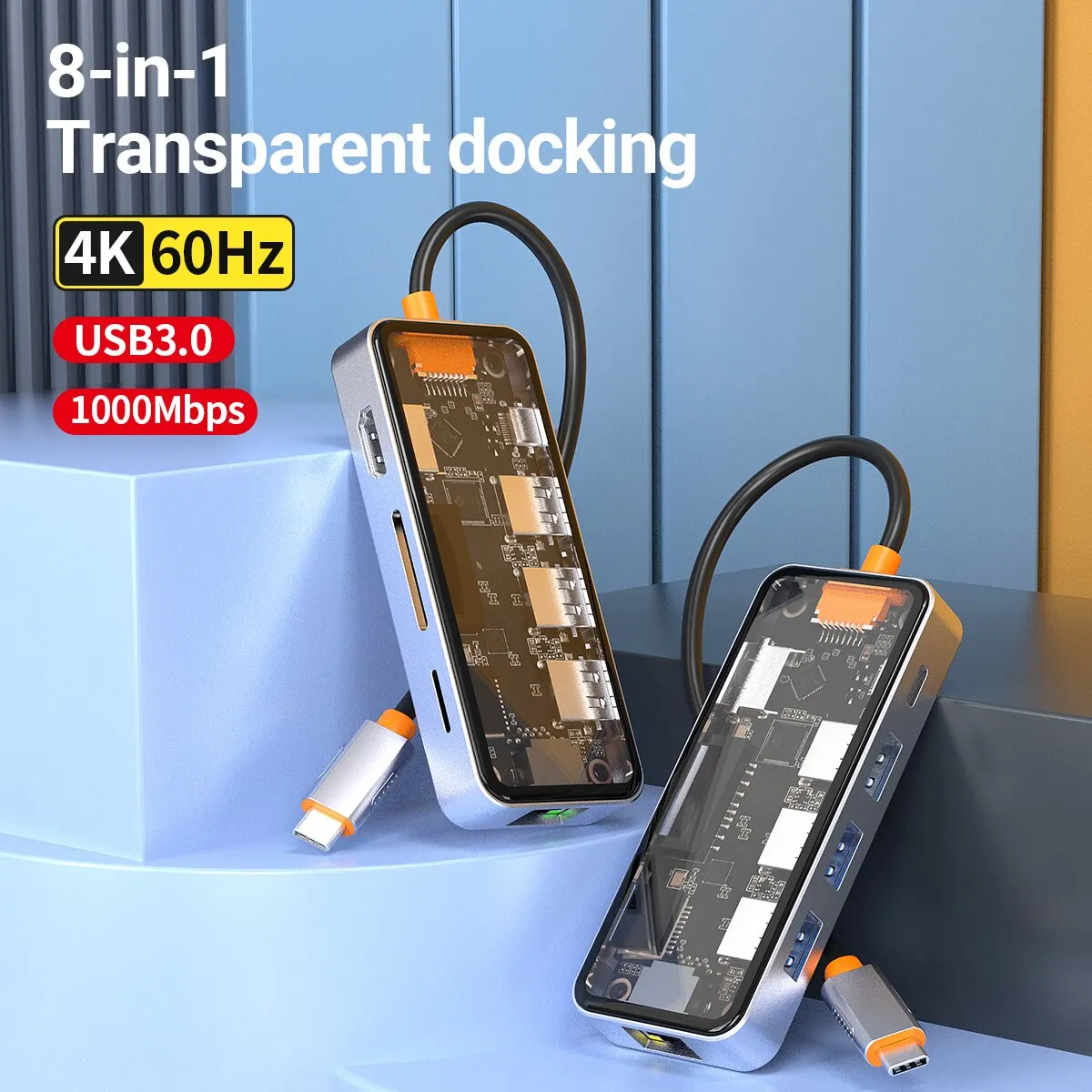 Type C Docking Station 8-in-1 USB C Hub with 4K HDMI 100W PD etc. for Phone Laptops
