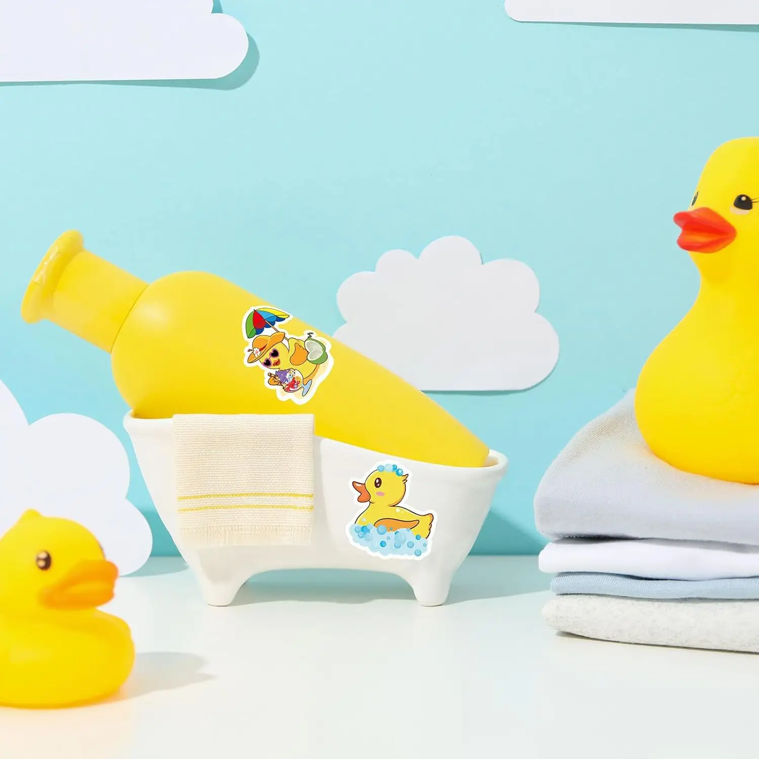 500Pcs Duck Stickers Cute Rubber Yellow Ducks Roll Stickers Present for Duck Birthday Meeting Pool Party Sticker,1inch