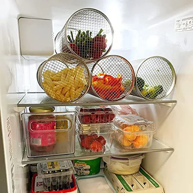 ตะกร้าบาร์บีคิวแบบกลิ้ง - ตะกร้าย่างที่ยิ่งใหญ่ที่สุด, ตาข่ายย่างสแตนเลสทรงกลม, ชั้นวางบาร์บีคิวแคมป์ปิ้งสําหรับผัก, ปลา 6