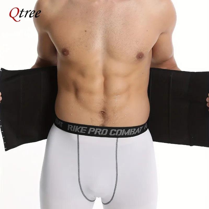 Description Picture 6 of itemQtree Men Slimming Body Shaper Corset S-6XL Plus Size Hooks Waist Trainer Belt 7 Steel Bone Compression Tummy Control Strap