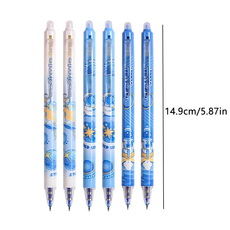 14pcs/set Creative Astronaut Blue Ink Erasable Pens Press-Type Gel Pens 0.5mm Fine Tip Friction Pens Technology Office Supplies 2